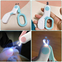 Professionelle Haustier-Nagelknipser mit LED-Licht, weiß-blau, für kleine Hunde und Katzen.