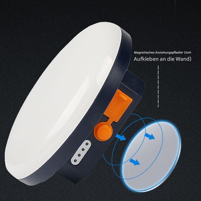 Runde LED-Wandleuchte mit USB-Anschluss, magnetisch, weiß und schwarz, energiesparend.