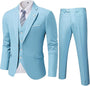Hellblauer Herrenanzug mit Weste und Krawatte, elegantes Design, ideal für formelle Anlässe.