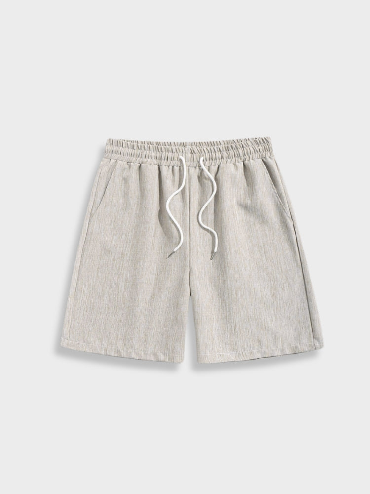 Hellgraue Herren-Shorts mit Kordelzug, Baumwolle, lässig, bequem, Sommermode.
