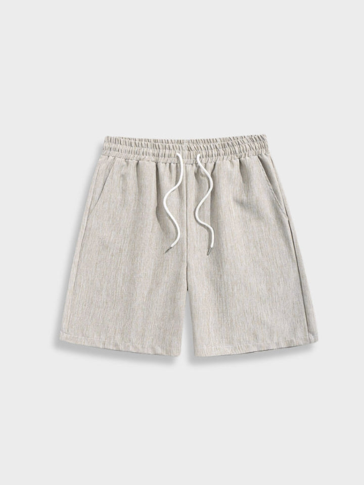 Hellgraue Herren-Shorts mit Kordelzug, Baumwolle, lässig, bequem, Sommermode.