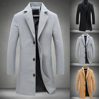 Herren Wintermantel, grau, klassisch, Knopfleiste, elegantes Design, warm, modisch.