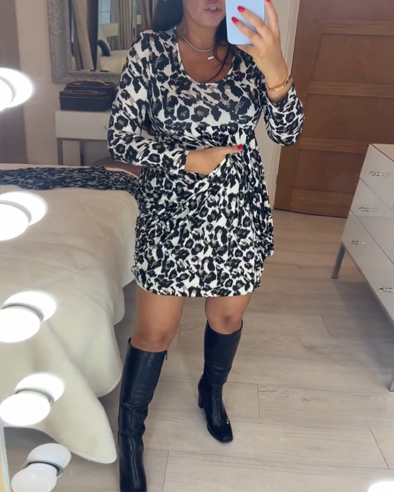 Herbstkleid mit Leopardenmuster – Leona