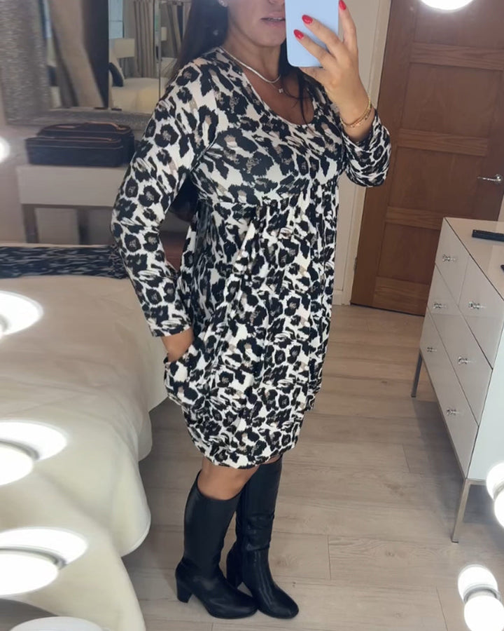 Herbstkleid mit Leopardenmuster – Leona