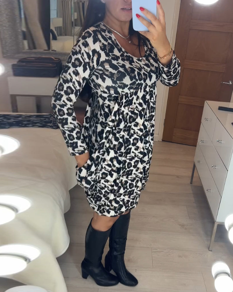 Herbstkleid mit Leopardenmuster – Leona