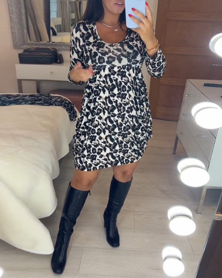 Herbstkleid mit Leopardenmuster – Leona