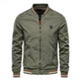 Grüne Herrenjacke mit Reißverschluss, Bomberstil, Freizeitmode, Frühling Herbst, Baumwolle.