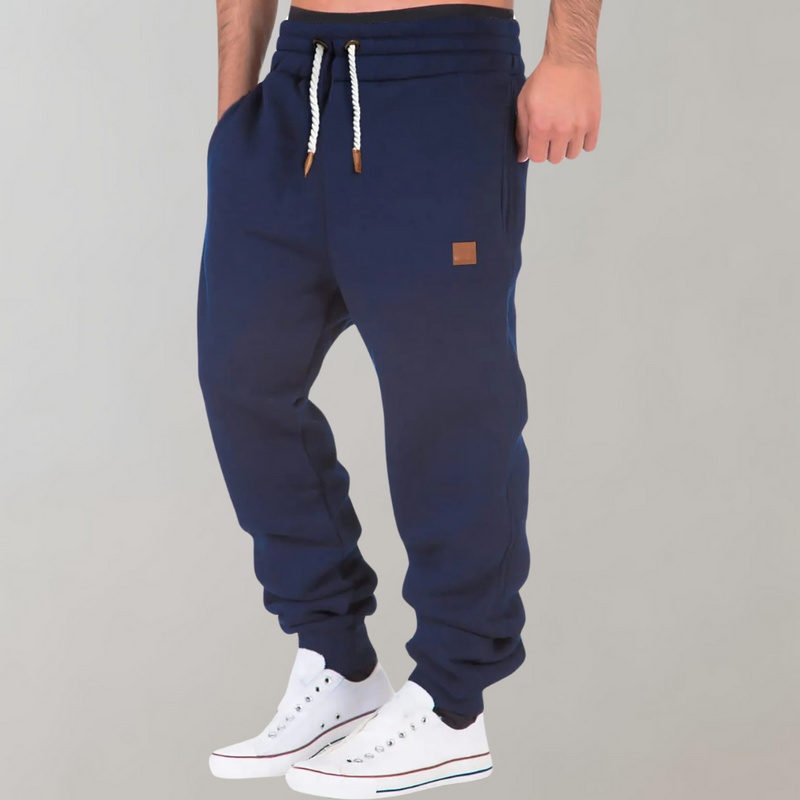 Herren Jogginghose blau, Baumwolle, Kordelzug, bequem, sportlich, Freizeithose, Mode.