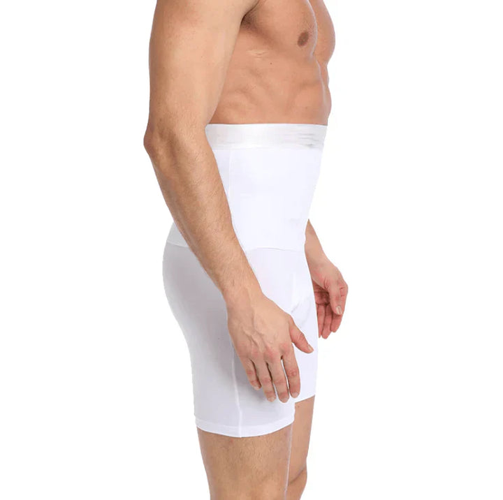Männer Miederhose, weiß, figurformend, hoher Bund, nahtlos, Shapewear für Herren.