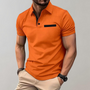 Herren-Poloshirt orange, kurzärmelig, Baumwolle, modisch, Freizeitkleidung, Sommermode.