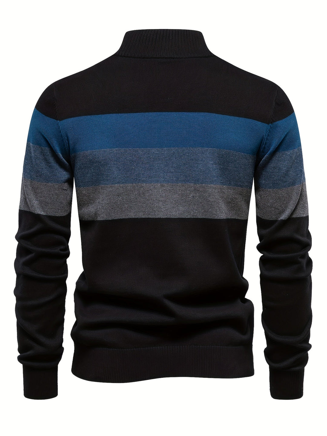 Herrenpullover, schwarz-blau gestreift, Langarm, Baumwolle, modisch, warm, Winterkleidung.