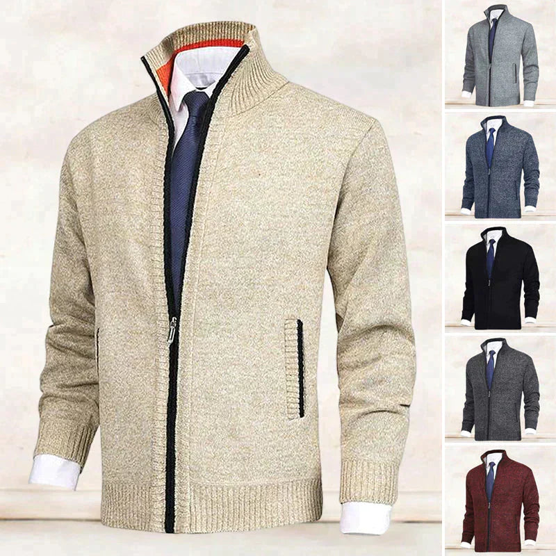 Herren Strickjacke, beige, Reißverschluss, elegant, verschiedene Farben, modisch, warm.