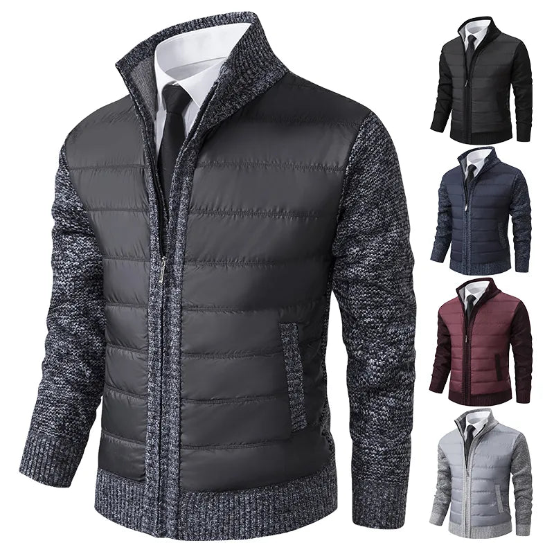 Herren Strickjacke, schwarz, warm, modisch, Herbst Winter, casual, bequeme Passform.