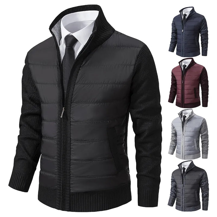 Herren Strickjacke, schwarz, warm, modisch, Herbst Winter, casual, Reißverschluss, elegant.