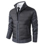 Herren Winterjacke, schwarz-grau, gesteppt, warm, modisch, casual, Reißverschluss, Strickärmel.