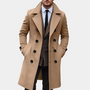 Männer-Kamelhaarmantel, zweireihig, elegant, Wintermode, klassischer Stil, Knöpfe, Khaki.