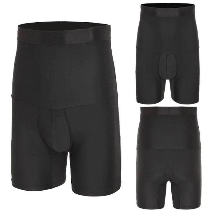 Schwarze Herren-Miederhose, nahtlos, elastisch, stützend, formend, Unterwäsche.