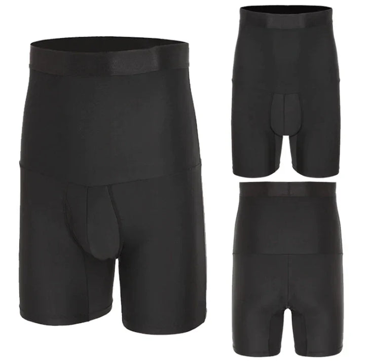 Schwarze Herren-Miederhose, nahtlos, elastisch, stützend, formend, Unterwäsche.