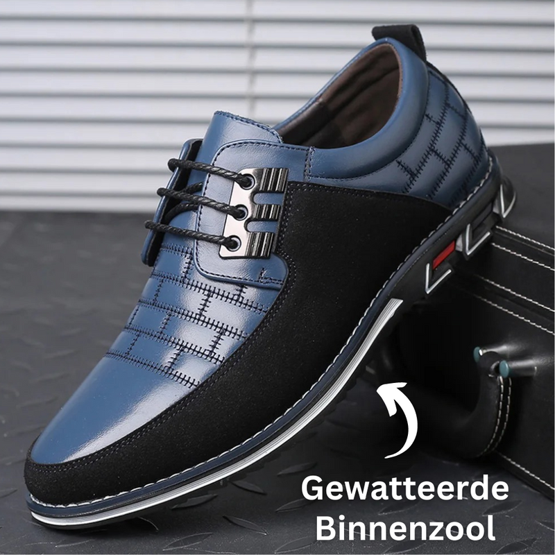 Eleganter Herren-Lederschuh, blau-schwarz, gepolsterte Innensohle, rutschfeste Sohle.