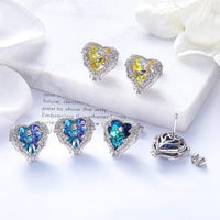 Herzförmige Engelsflügel-Ohrringe, Silber, Kristall, Schutzengel-Schmuck, Geschenkidee.