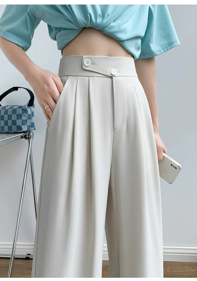 High-Waist Casual Damen Hose mit weitem Bein – Emilia Herbstedition