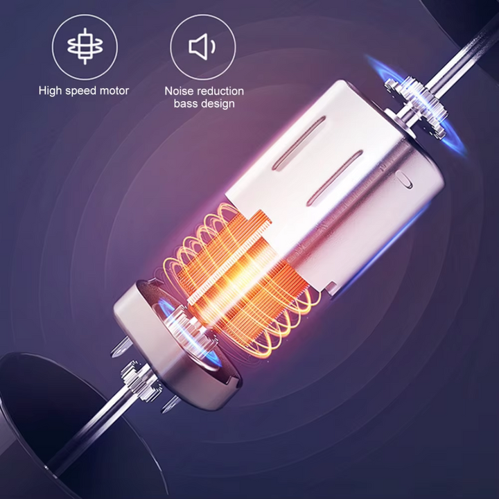 Hochgeschwindigkeitsmotor mit Geräuschreduzierung, Metall, orange Spirale, Technik-Design