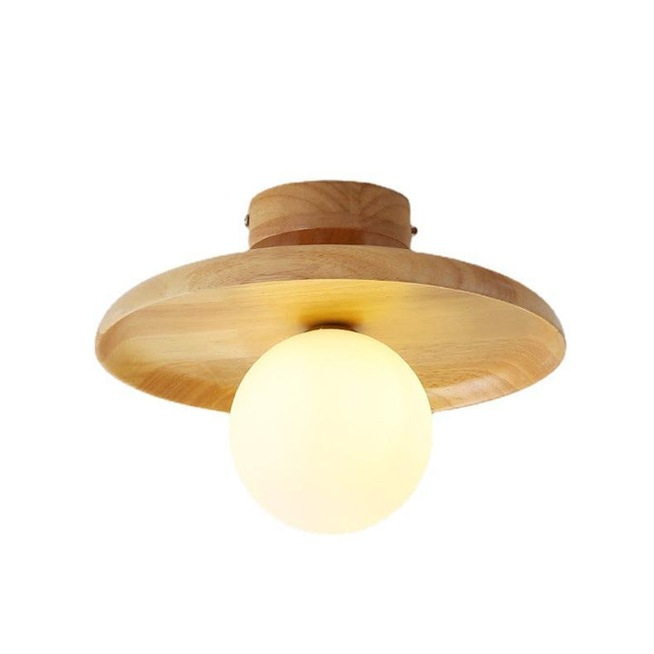 Deckenleuchte Holz rund, LED, warmweiß, modernes Design, energiesparend, Wohnzimmerlampe.