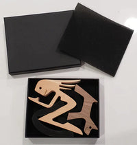 Holz-Puzzle in schwarzer Box, modernes Design, Geschenkidee, Dekoration, handgefertigt.