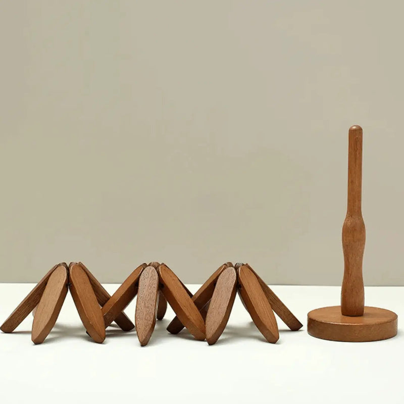 Holzspielzeug Domino-Set, naturbelassen, stapelbar, Lernspielzeug, Montessori, Kinderzimmer-Deko.