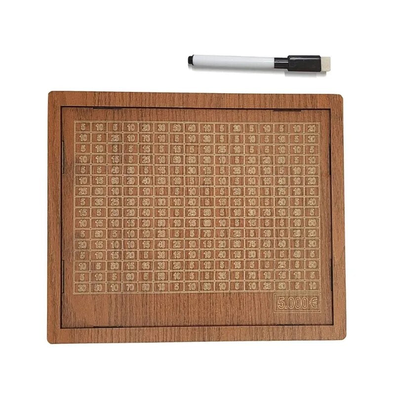 Holzspielbrett mit Zahlenraster und abwischbarem Stift, Lernspielzeug, Mathematik, Kinder.