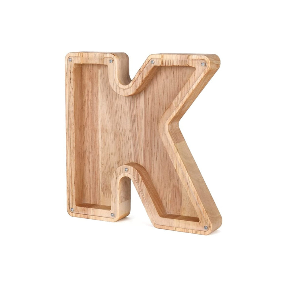 Holzbuchstabe K, natur, dekorativ, Wanddekoration, rustikaler Stil, 3D-Design.