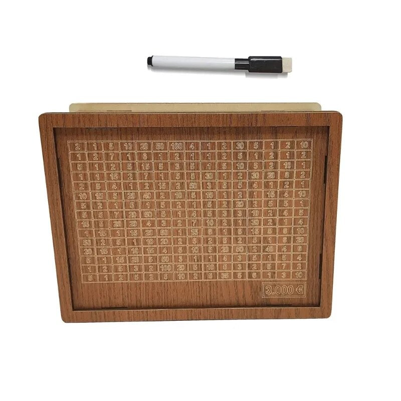 Holztafel mit Multiplikationstabelle und abwischbarem Stift, Lernspielzeug, Mathematik, braun.
