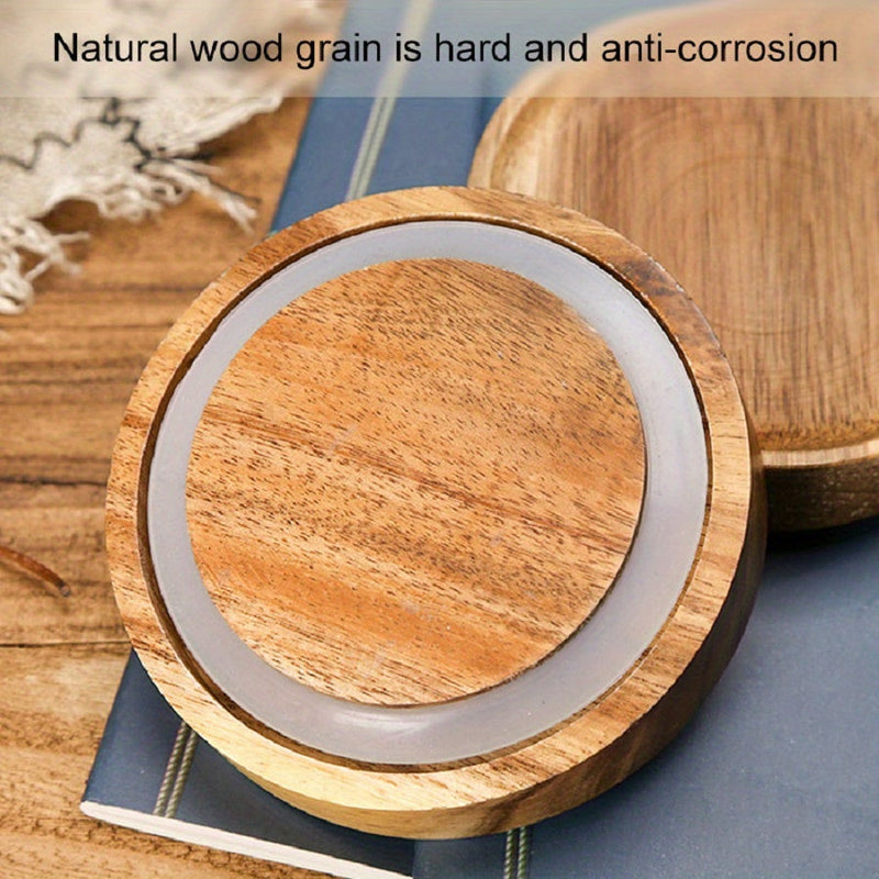 Runder Holzuntersetzer, natürliche Holzmaserung, anti-korrosiv, dekorativ, langlebig.