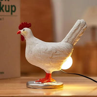 Weiße Hühnerlampe, dekorative Nachttischleuchte, lustiges Tierdesign, LED, für Zuhause.