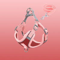Rosa Hundegeschirr und Leine Set, verstellbar, strapazierfähig, für kleine bis mittelgroße Hunde.
