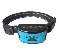 Blaues Anti-Bell-Halsband für Hunde, verstellbar, mit Vibrations- und Tonfunktion.