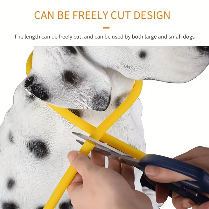 Gelbes Hundehalsband, anpassbar, für große und kleine Hunde, mit Schere zuschneidbar.