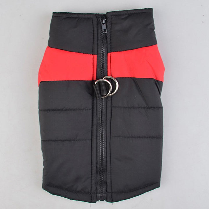 Wasserdichte Hundejacke, schwarz-rot, mit Reißverschluss, Herbst Winter, für kleine Hunde.