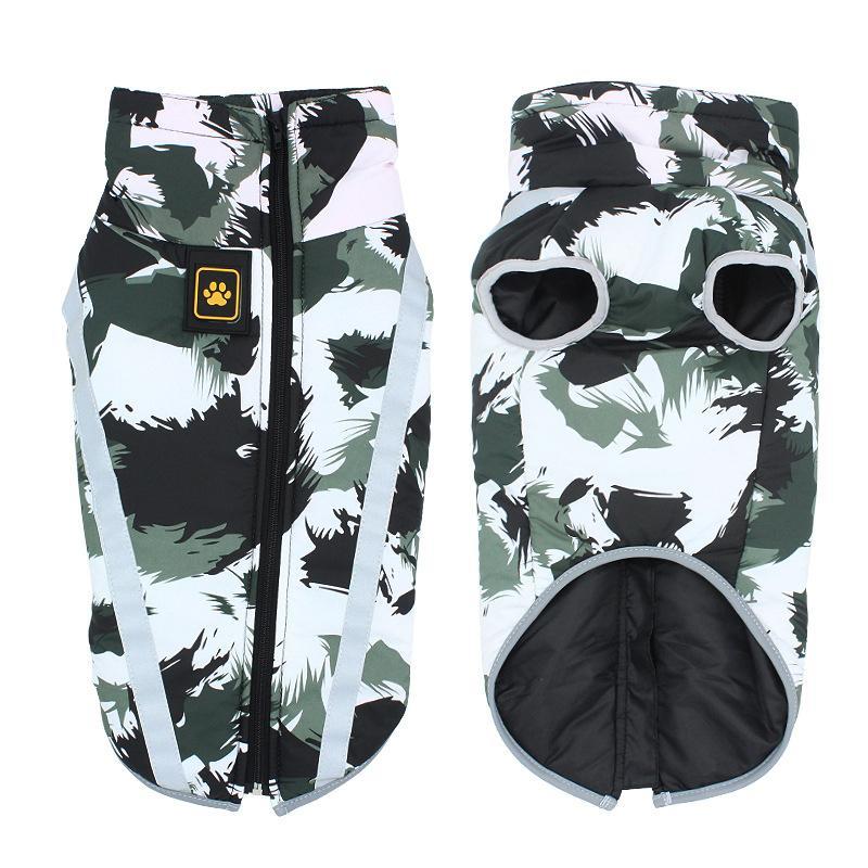 Camouflage Hundemantel, wasserdicht, reflektierend, warm, für kleine Hunde, Winterbekleidung.