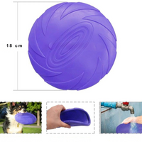 Lila Hundespielzeug Frisbee, 18 cm, aus Gummi, robust und wasserfest, ideal für Apportierspiele.