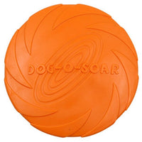Orange Hundespielzeug Frisbee aus Gummi, langlebig, ideal für Apportierspiele im Freien.
