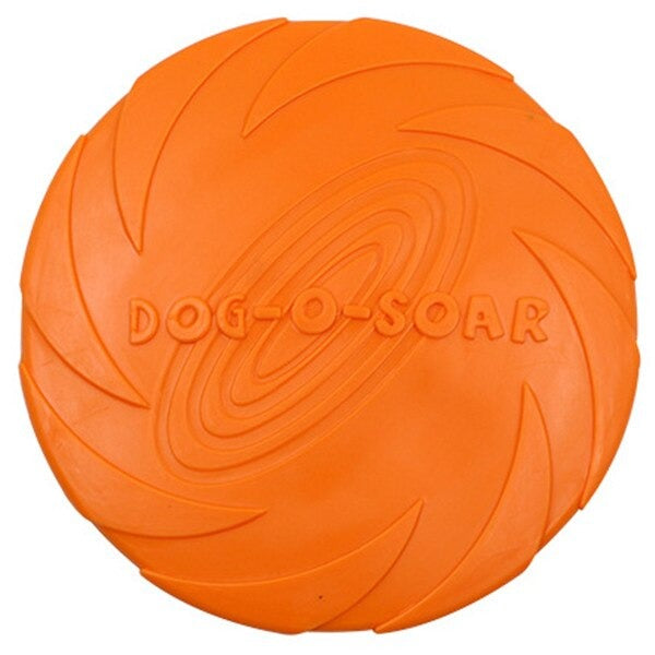 Orange Hundespielzeug Frisbee aus Gummi, langlebig, ideal für Apportierspiele im Freien.
