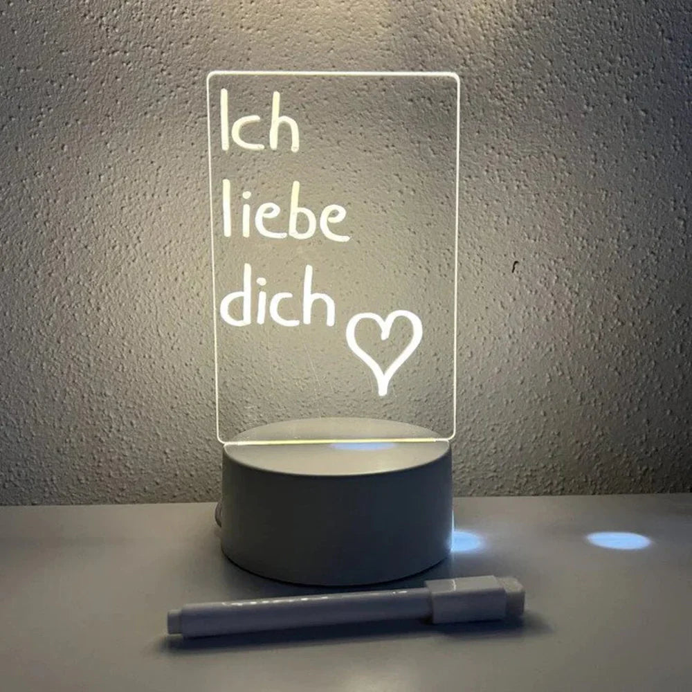 LED-Nachttischlampe mit "Ich liebe dich" Gravur, Herzsymbol, weiß, romantische Dekoration