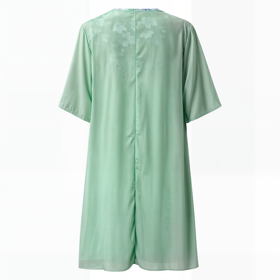 Herbstliches Stilvolles Geblümtes A-Linien Kleid mit Weste für Damen – Miray