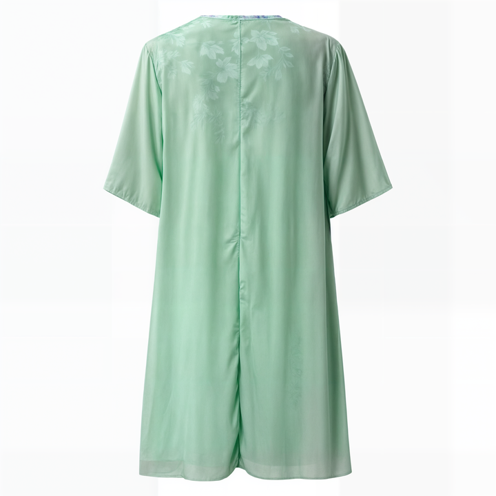 Herbstliches Stilvolles Geblümtes A-Linien Kleid mit Weste für Damen – Miray