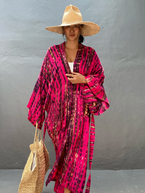 Gewebter Kimono mit Bindegürtel – Leona