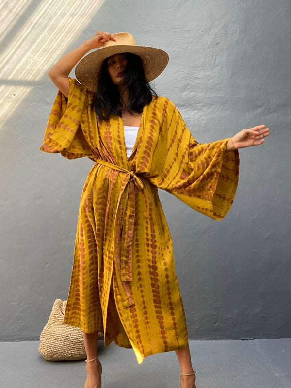 Gewebter Kimono mit Bindegürtel – Leona