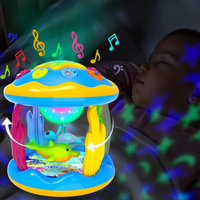 Buntes Baby-Nachtlicht mit Musik, Fischmotiv, beruhigend, LED-Projektor, Schlafhilfe.