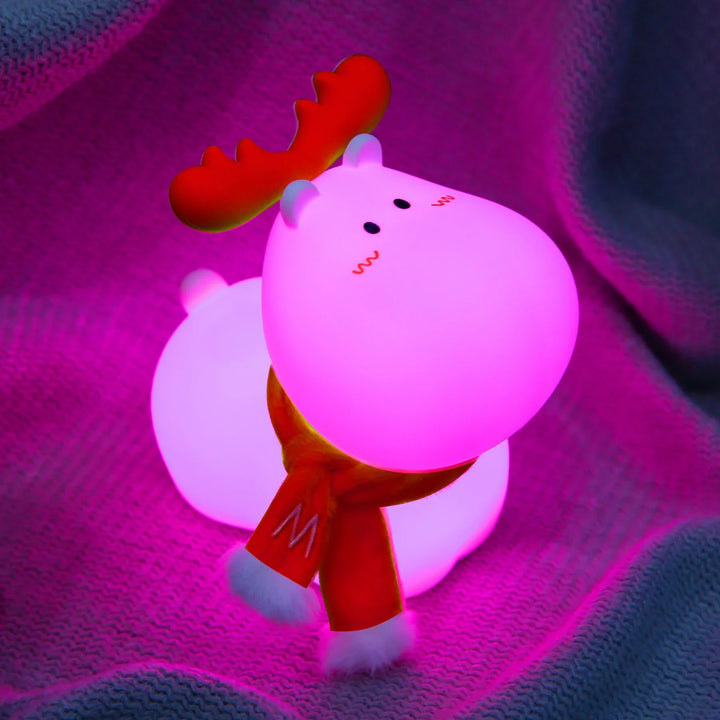 Niedliche LED-Nachtlampe Rentier-Design, rosa leuchtend, Kinderzimmer-Dekoration.