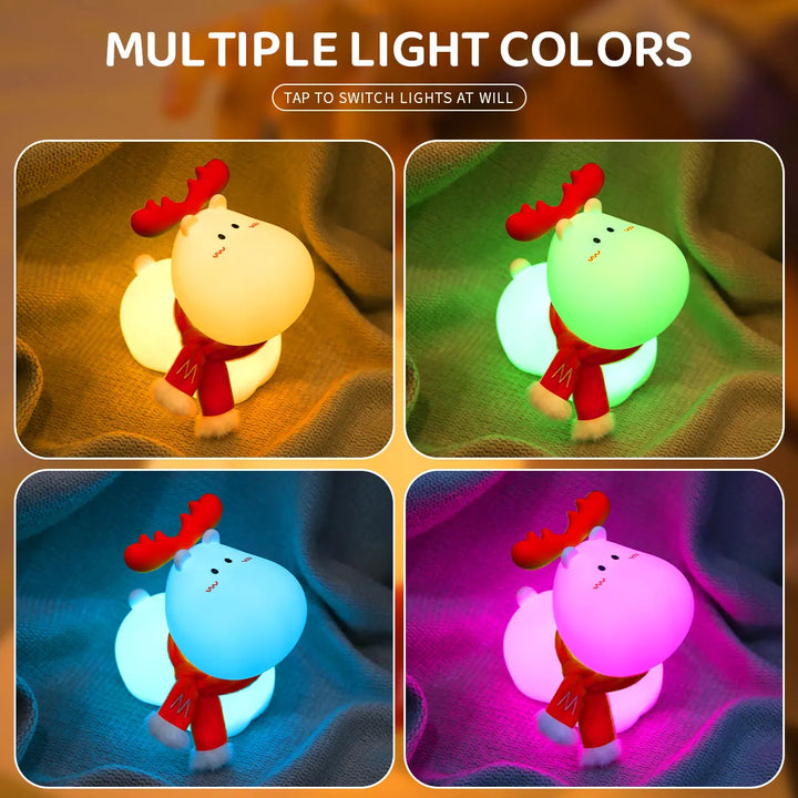 LED-Nachtlicht Rentier, mehrfarbig, Kinderzimmer, dimmbar, USB-aufladbar, Dekoration.